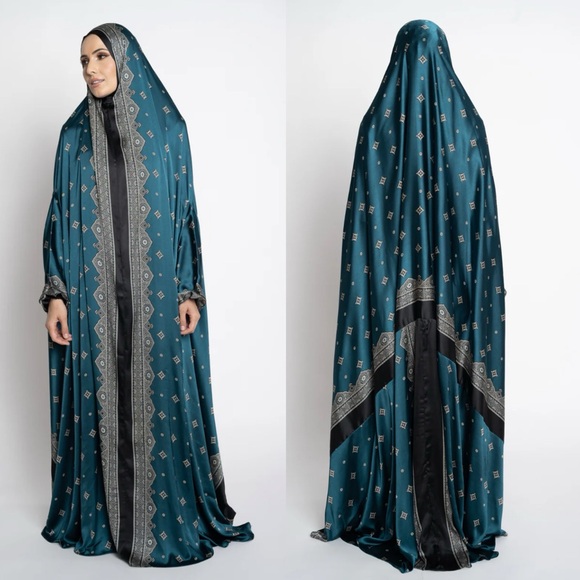 Serenity Scarves Meditation Teal Black Abaya Prayer Jilbab Muslim Covering - Picture 1 of 6